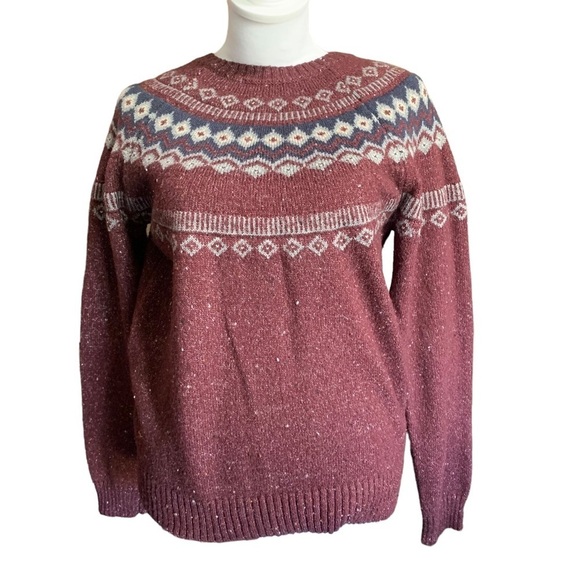 WEATHERPROOF Vintage Nordic Sweater women's small maroon and grey - Picture 1 of 6